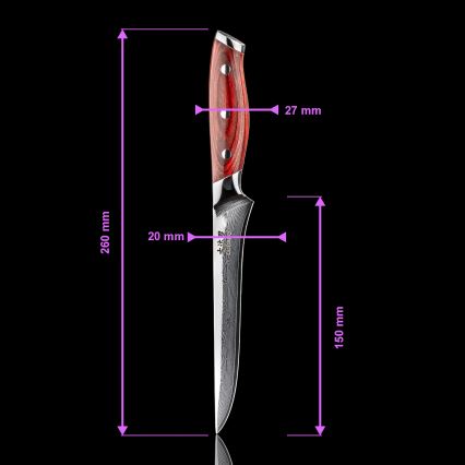 Gudaro - Damaskus urbeningskniv KENSHO 6, 67 lager stål, längd 15 cm