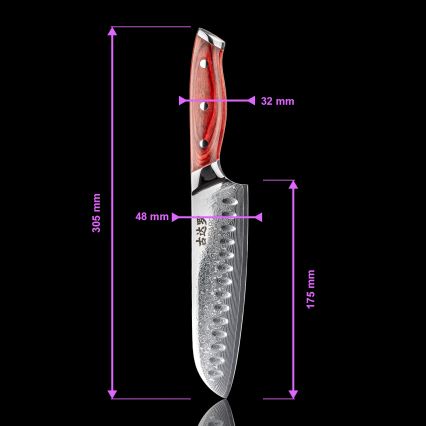 Gudaro - Santoku-kökskniv KENSHO 7 i damaskusstål, 67 lager, längd 17,5 cm