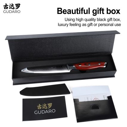 Gudaro - Allround kökskniv KENSHO 5, 67-lagers damaskusstål, längd 12,5 cm