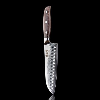 Gudaro - SHIRO Santoku-kockkniv i 67-lagers damaskusstål, 7, längd 17,5 cm