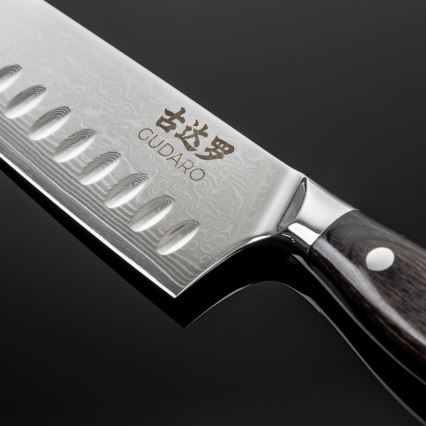 Gudaro - SHIRO Santoku-kockkniv i 67-lagers damaskusstål, 7, längd 17,5 cm