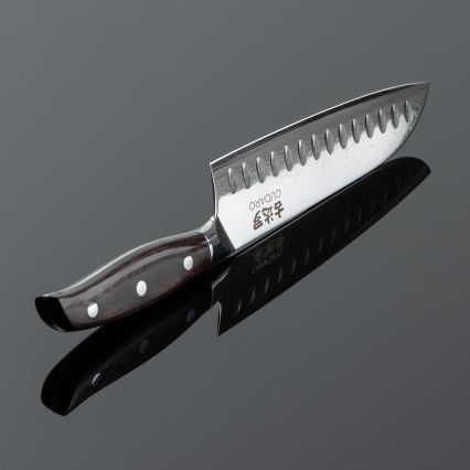 Gudaro - SHIRO Santoku-kockkniv i 67-lagers damaskusstål, 7, längd 17,5 cm
