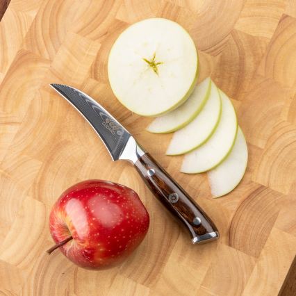 Gudaro - Set med 2x damaskus Santoku-köksknivar FENG 7,5, 67-lagers damaskusstål, bladlängd 18 cm + 1x GRATIS damaskus fruktkniv FENG 3,5, 67-lagers damaskusstål, bladlängd 9,5 cm