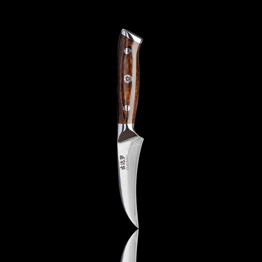 Gudaro - Set med 2x damaskus Santoku-köksknivar FENG 7,5, 67-lagers damaskusstål, bladlängd 18 cm + 1x GRATIS damaskus fruktkniv FENG 3,5, 67-lagers damaskusstål, bladlängd 9,5 cm