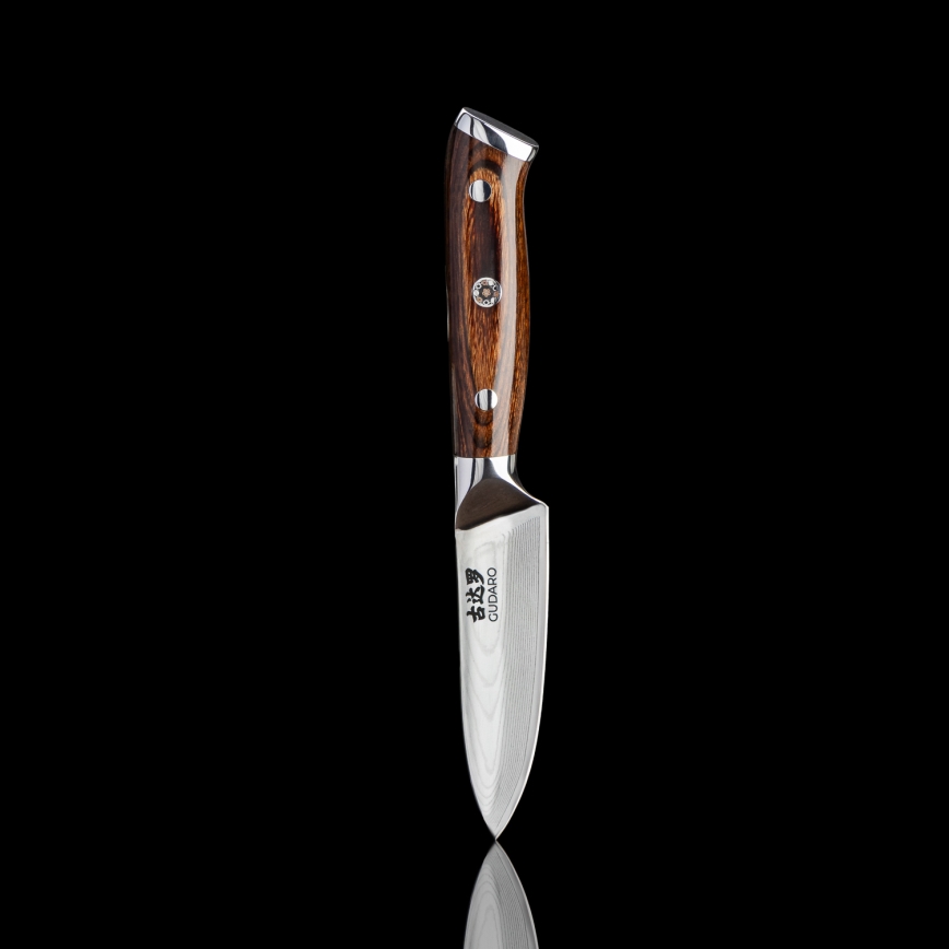 Gudaro - Set med 2x damaskus Santoku-kökskniv FENG 7,5, 67-lagers damaskusstål, bladlängd 18 cm + 1x GRATIS damaskus kökskniv FENG 3,5, 67-lagers damaskusstål, bladlängd 9,5 cm