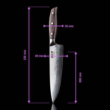 Gudaro - Set om 5 köksknivar i damaskusstål SHIRO + knivställ och sax för fågel