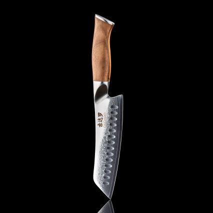 Gudaro - TAKUMI Santoku-kökskniv i damaskusstål 7, 67 lager, längd 17,5 cm, valnötshandtag