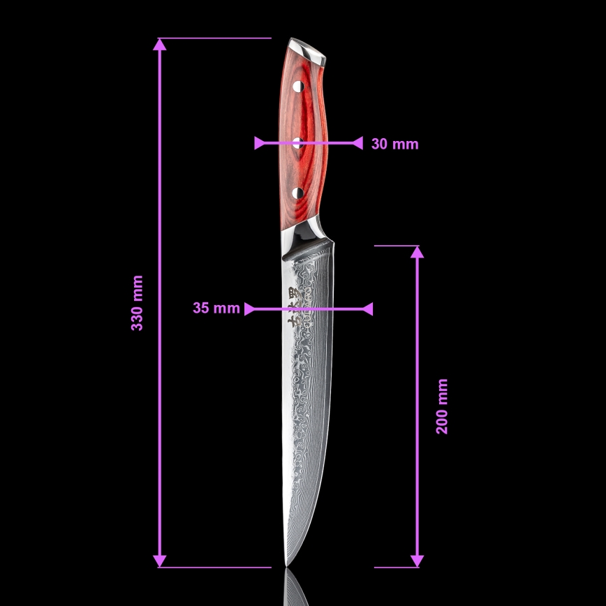 Gudaro - Trancherkniv KENSHO 8, 67-lagers damaskusstål, längd 20 cm