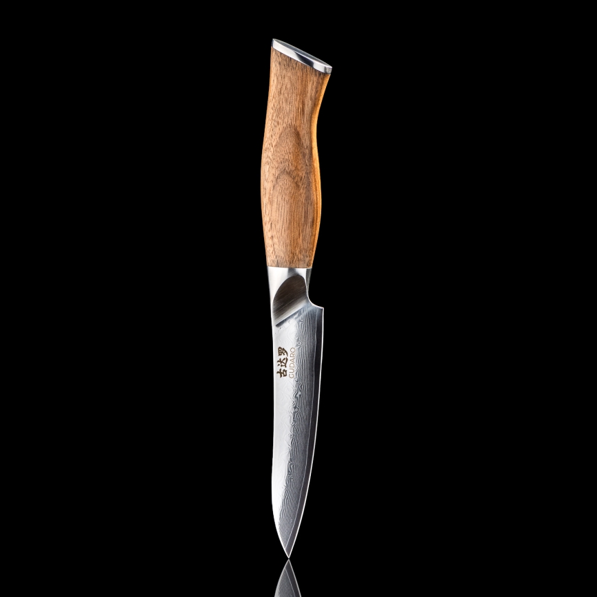 Gudaro - TAKUMI 5 universalkniv i 67-lagers damaskusstål, bladlängd 12,5 cm, valnöt