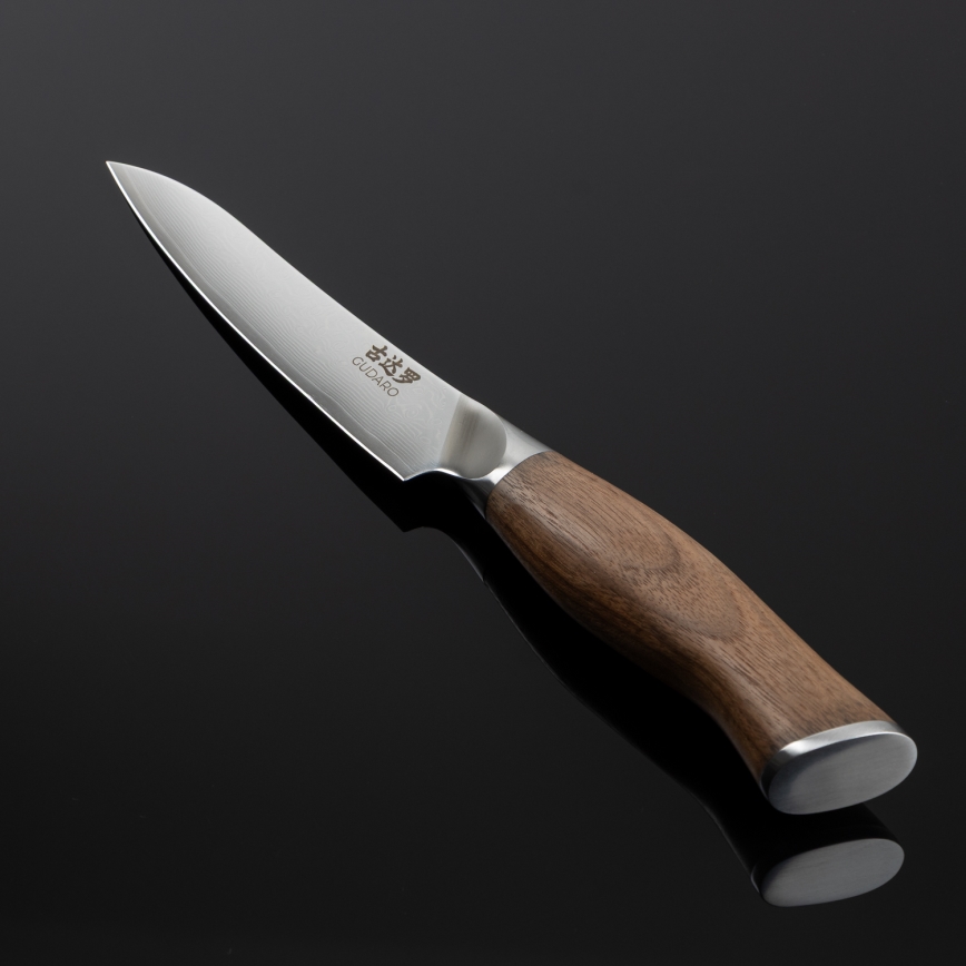 Gudaro - TAKUMI 5 universalkniv i 67-lagers damaskusstål, bladlängd 12,5 cm, valnöt