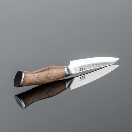 Gudaro - TAKUMI 5 universalkniv i 67-lagers damaskusstål, bladlängd 12,5 cm, valnöt