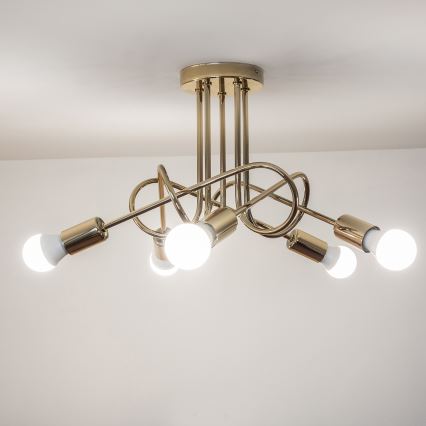 Guldfärgad ytmonterad taklampa OXFORD 5xE27/15W/230V