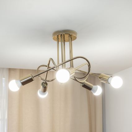 Guldfärgad ytmonterad taklampa OXFORD 5xE27/15W/230V