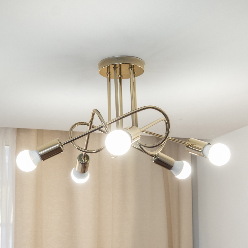 Guldfärgad ytmonterad taklampa OXFORD 5xE27/15W/230V