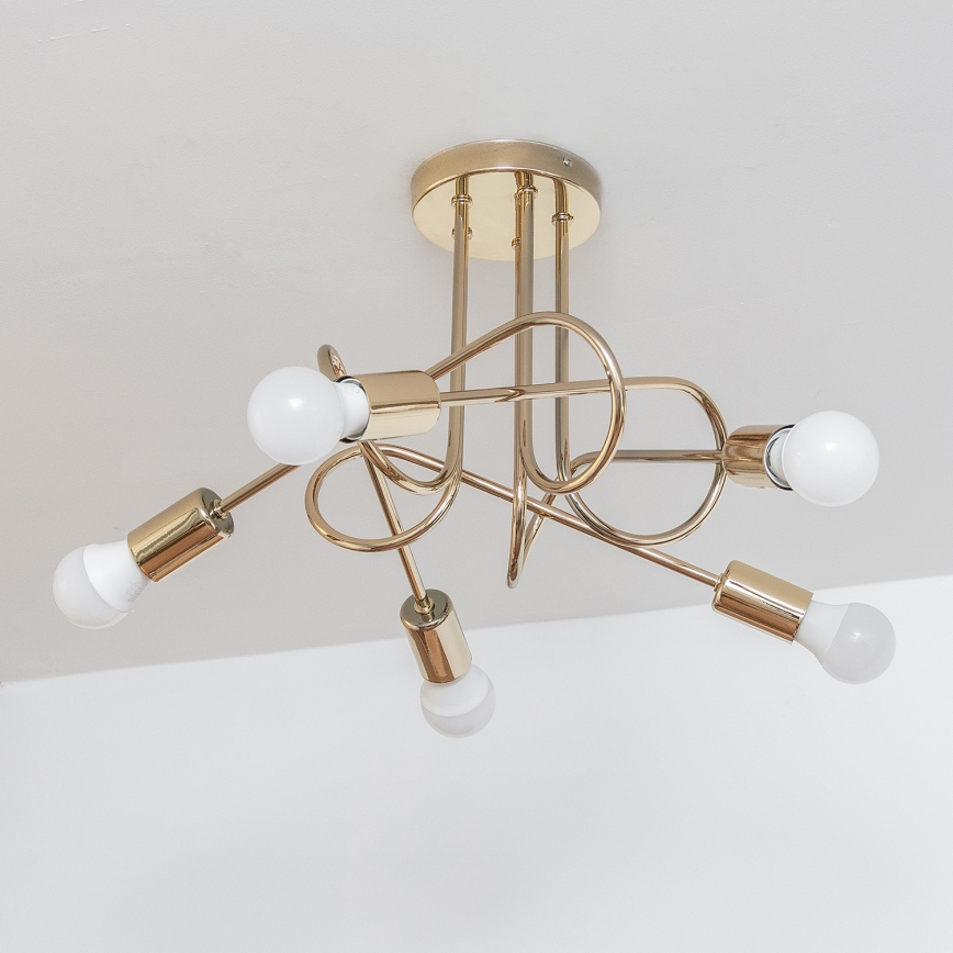 Guldfärgad ytmonterad taklampa OXFORD 5xE27/15W/230V