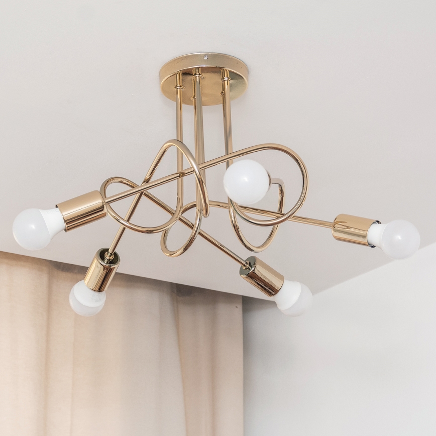 Guldfärgad ytmonterad taklampa OXFORD 5xE27/15W/230V