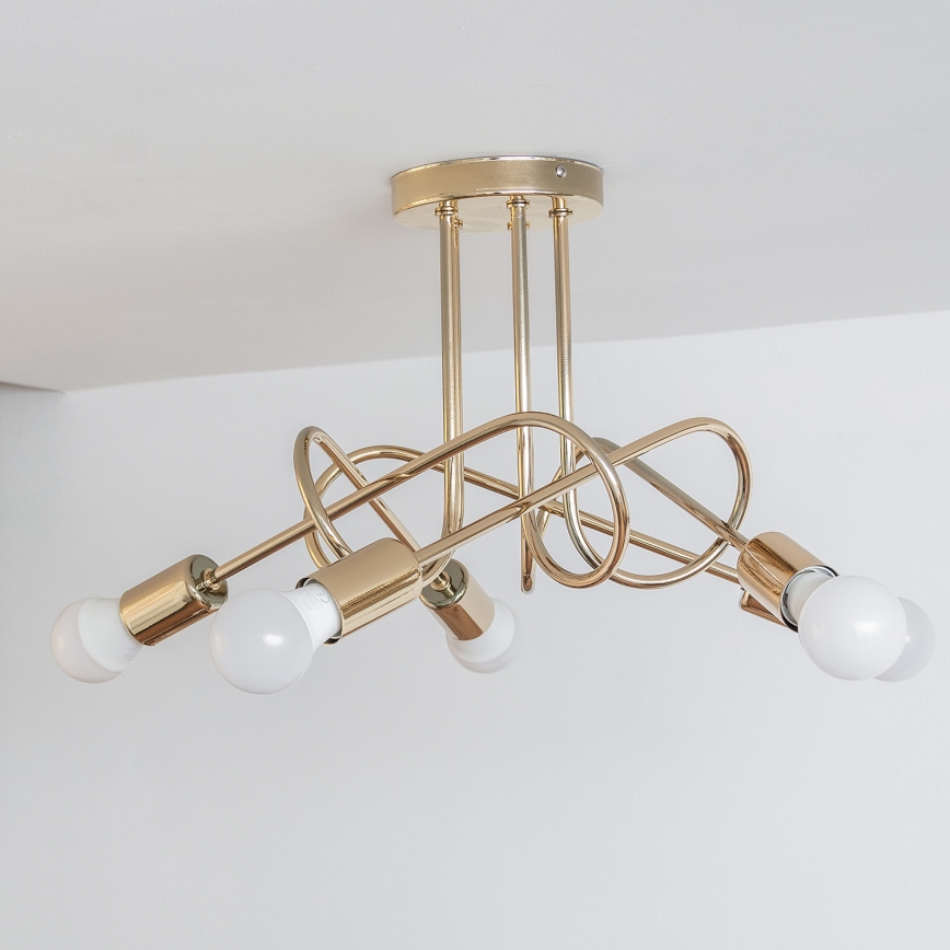 Guldfärgad ytmonterad taklampa OXFORD 5xE27/15W/230V