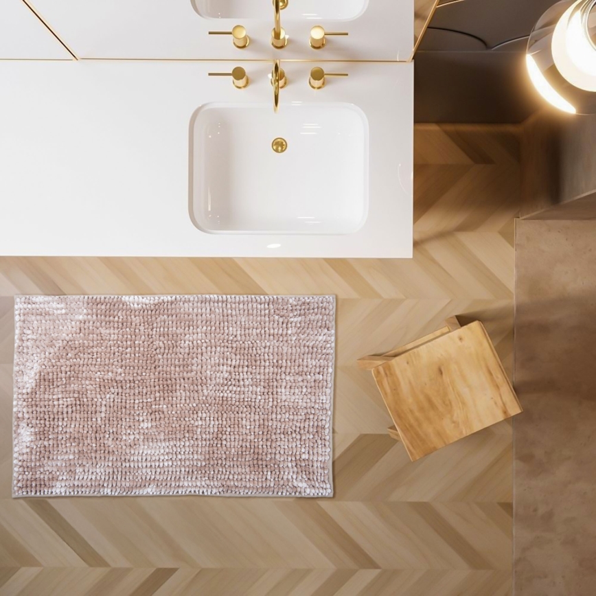 Halkfri badrumsmatta CHENILLE 50x80 cm beige
