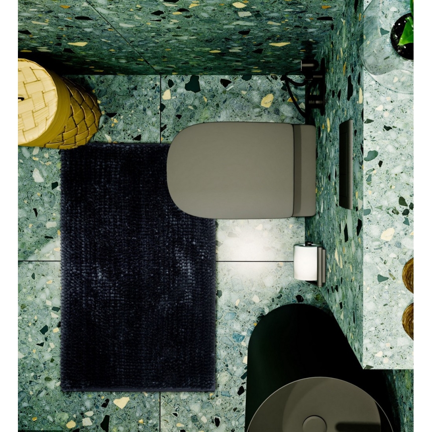 Halkfri badrumsmatta CHENILLE 50x80 cm svart