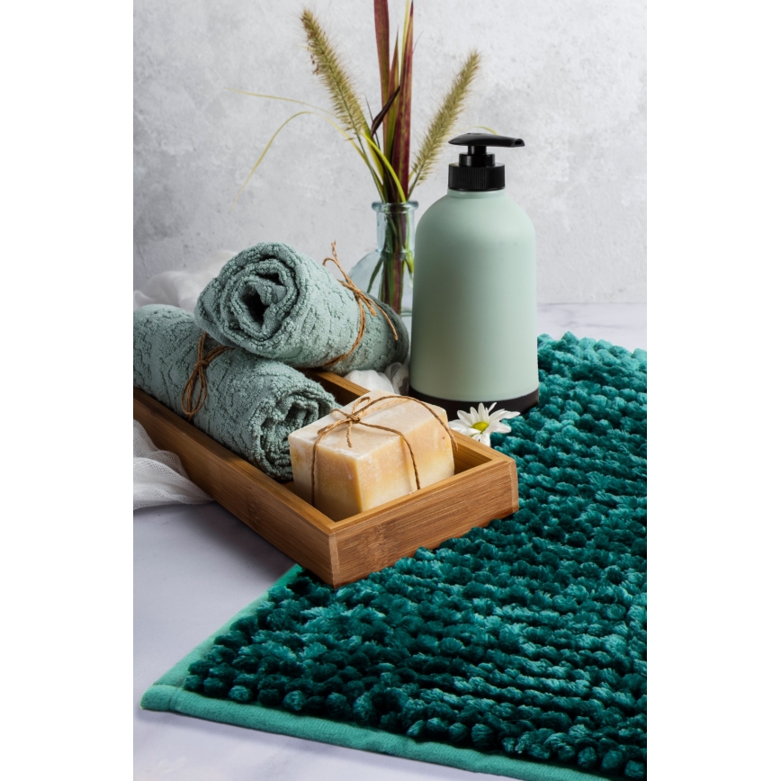 Halkfri badrumsmatta CHENILLE 50x80 cm turkos