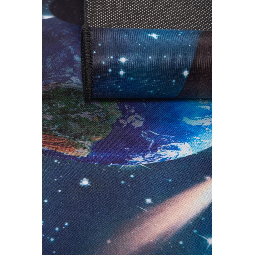 Halksäker barnmatta PRINT 3D 80x150 cm planeter/färgglad