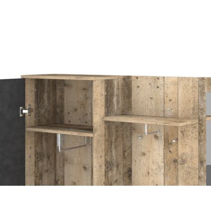 Hallmöbel med spegel NOLAN, brun/grafit