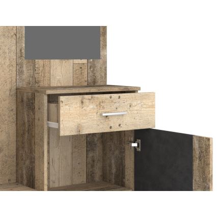 Hallmöbel med spegel NOLAN, brun/grafit