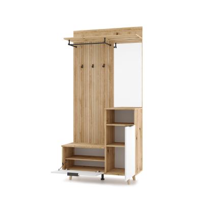 Hallmöbel med spegel SVEN, brun/vit