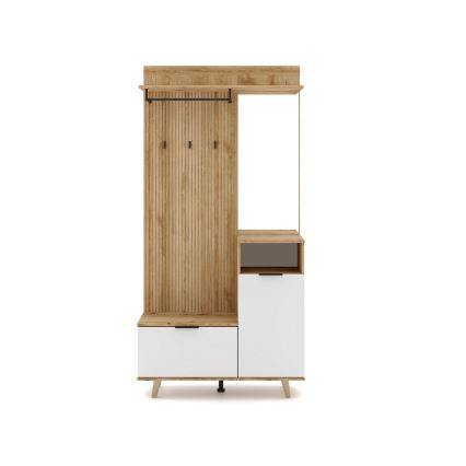 Hallmöbel med spegel SVEN, brun/vit