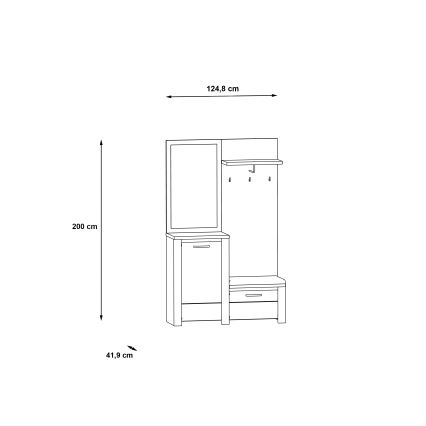 Hallvägg med spegel HIRO vit/grå