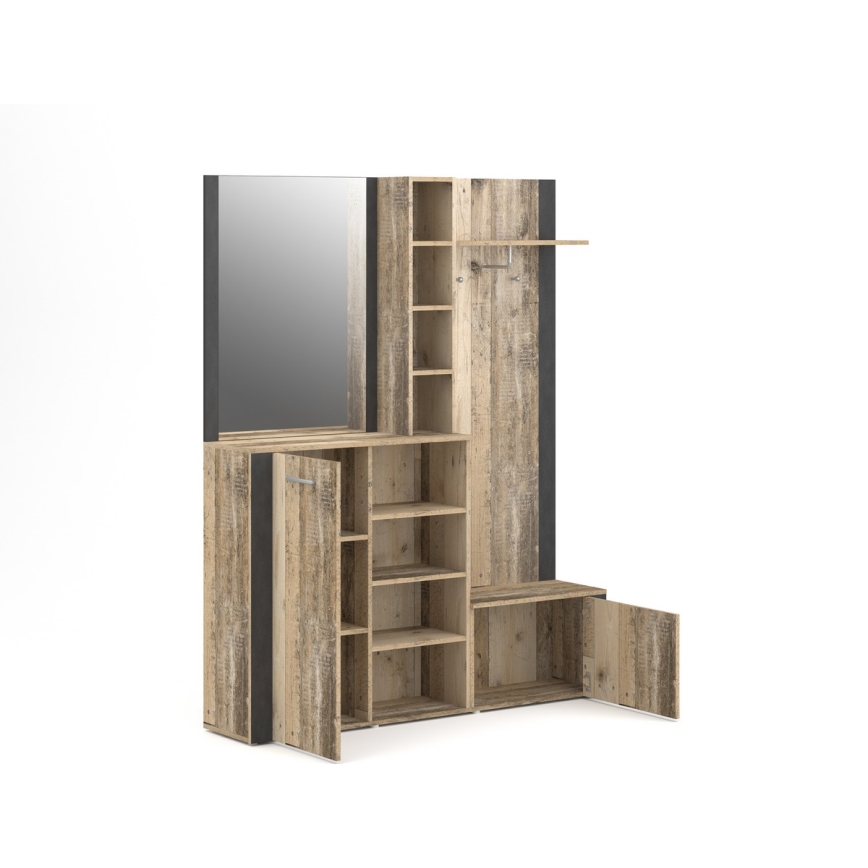 Hallvägg med spegel KEVIN brun/svart