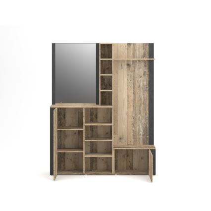 Hallvägg med spegel KEVIN brun/svart