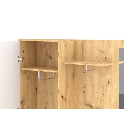 Hallvägg med spegel NOLAN ek artisan/vit