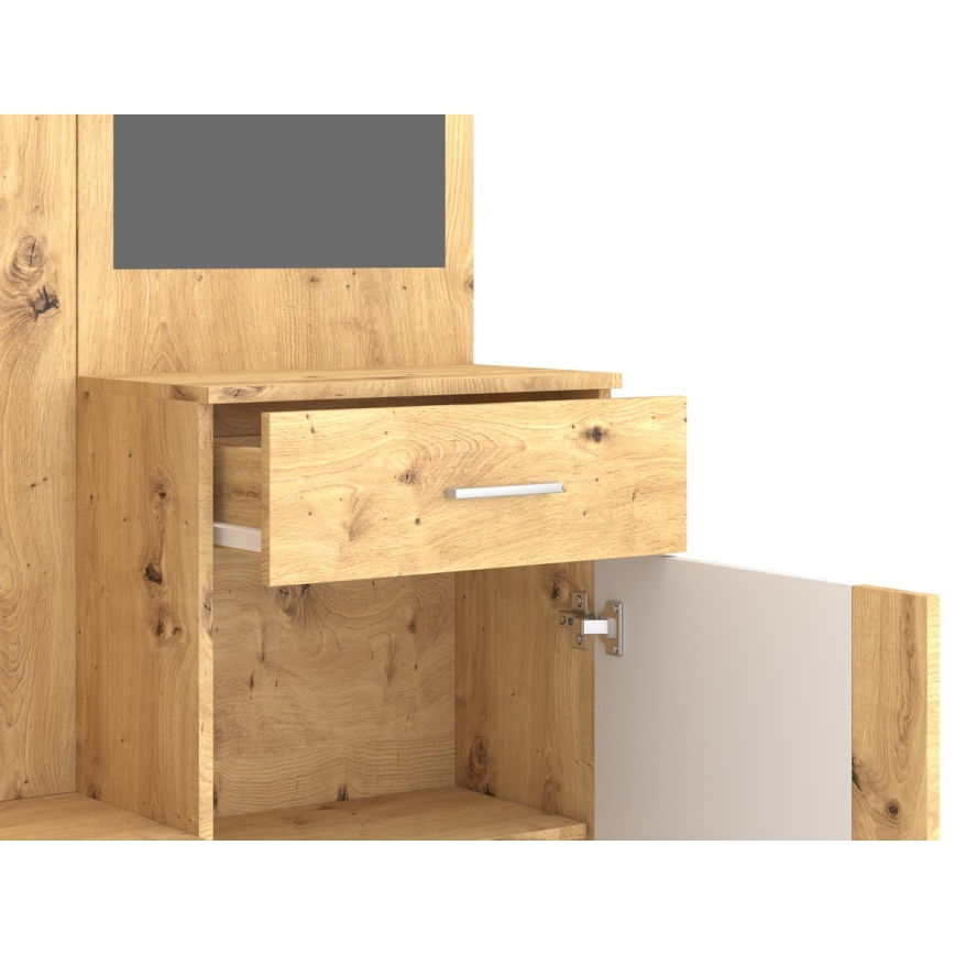 Hallvägg med spegel NOLAN ek artisan/vit