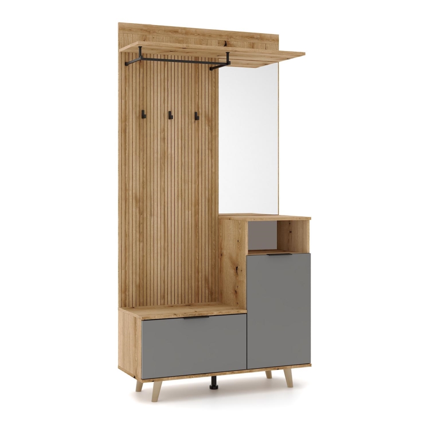 Hallvägg med spegel SVEN brun/grafit