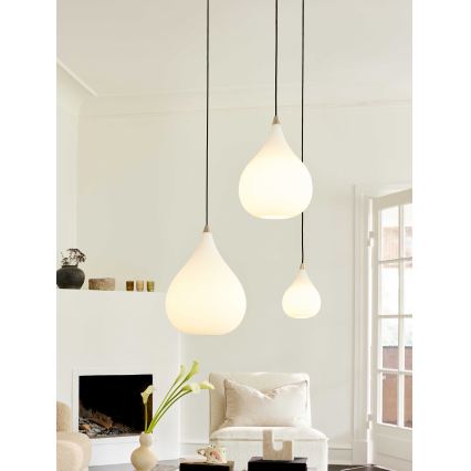 Halo Design 407931 - Pendellampa med kabel DROPS 1xE27/40W/230V Ø 30 cm vit/matt krom