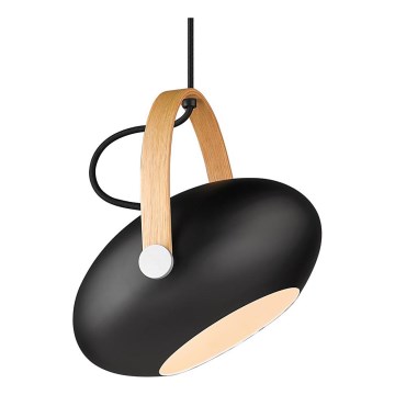 Halo Design 734344 - Takpendel på kabel DC 1xE27/40W/230V Ø 26 cm svart/ek