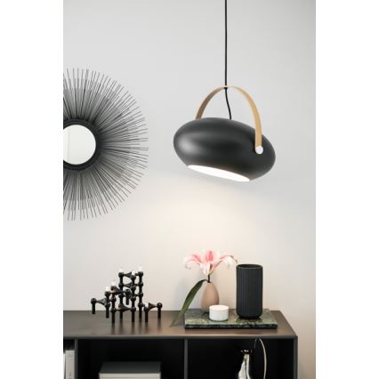 Halo Design 734382 - Pendellampa med kabel DC 1xE27/40W/230V Ø 40 cm svart/ek