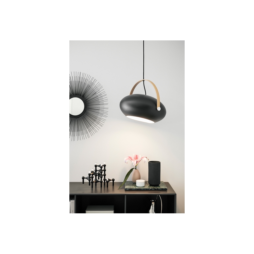 Halo Design 734382 - Pendellampa med kabel DC 1xE27/40W/230V Ø 40 cm svart/ek