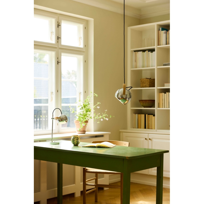 Halo Design 734443 - Takpendel på vajer DC 1xE27/40W/230V Ø 18 cm polerad krom/ek