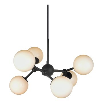 Halo Design 736546 - Pendellampa med kabel ATOM 6xG9/28W/230V Ø 45 cm svart/vit