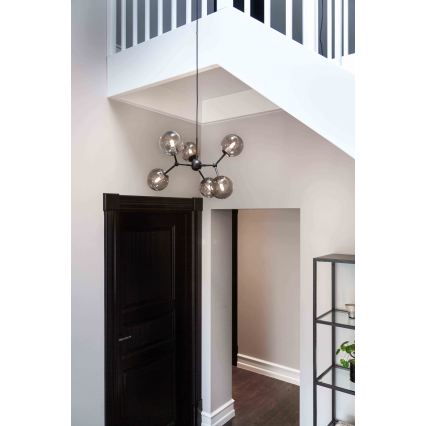 Halo Design 738823 - Taklampa på vajer ATOM 6xG9/28W/230V Ø 57 cm svart/rökfärgad