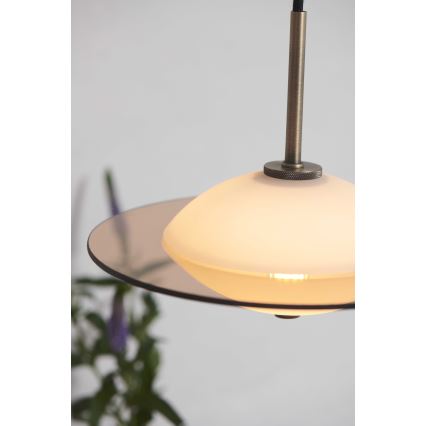 Halo Design 743599 - Pendellampa med kabel ORBIT 1xG9/7W/230V Ø 24 cm vit/mässing/rökgrå
