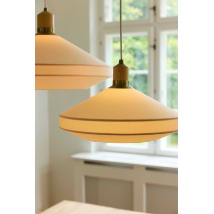 Halo Design 744091 - Pendellampa på kabel PARIS 1xE14/40W/230V Ø 24 cm krämfärgad/mässing/ek