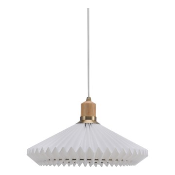 Halo Design 744169 - Pendel på vajer PARIS 1xE27/60W/230V Ø 40 cm vit/mässing/ek