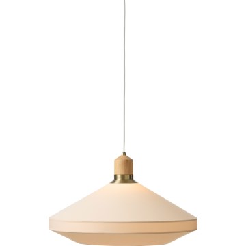 Halo Design 744305 - Pendellampa med vajer PARIS 1xE27/40W/230V Ø 56 cm krämvit/mässing/ek