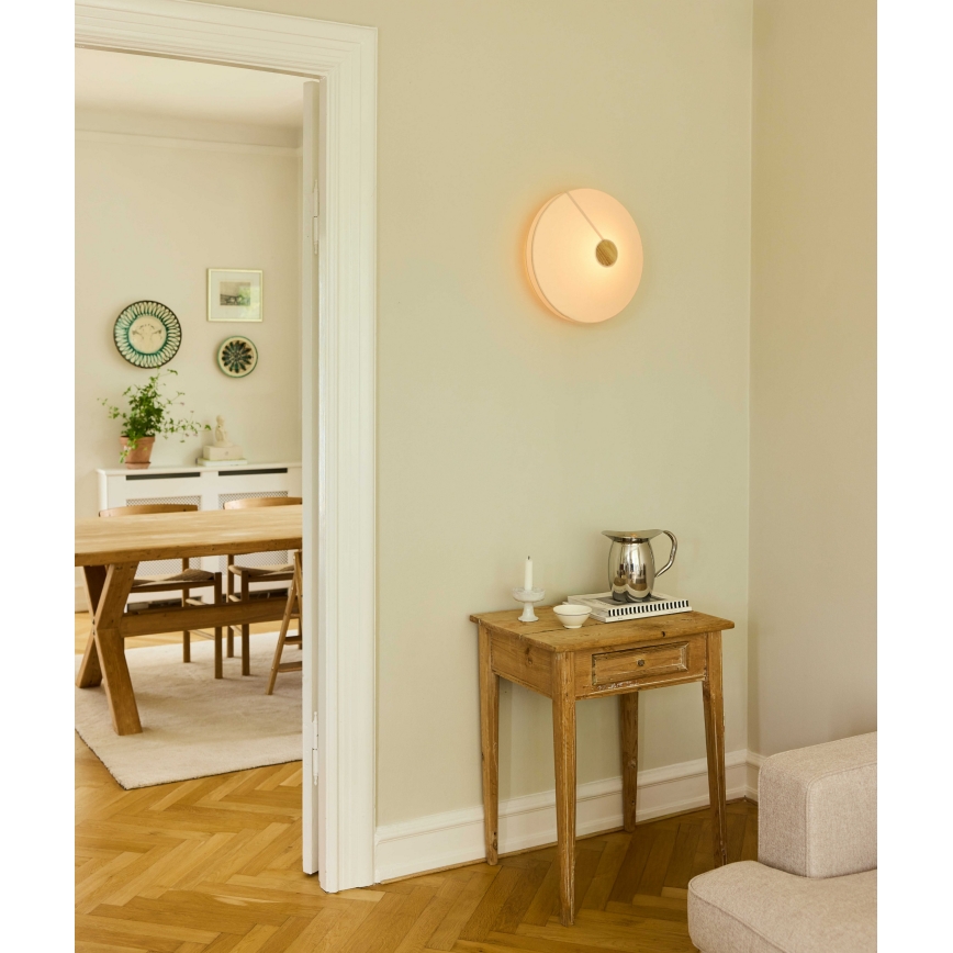 Halo Design 745104 - Vägglampa PARIS 1xE27/40W/230V Ø 40 cm vit/mässing/ek
