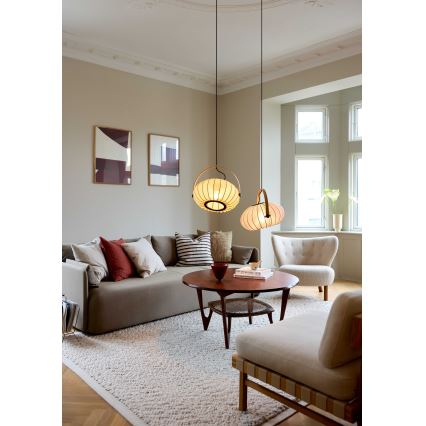 Halo Design 746361 - Pendellampa med vajer DC 1xE27/40W/230V Ø 40 cm grön/ek