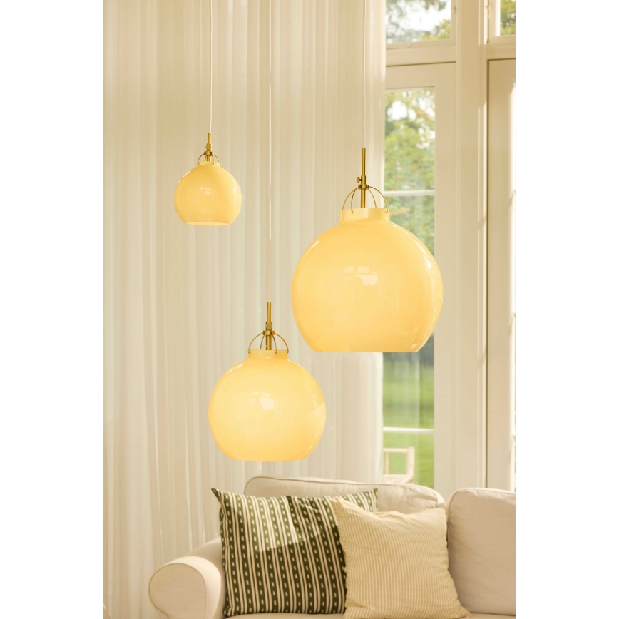 Halo Design 748075 - Pendellampa med sladd TOSCANA 1xE27/40W/230V Ø 36 cm beige/mässing