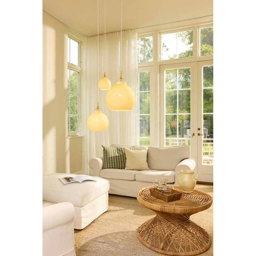 Halo Design 748075 - Pendellampa med sladd TOSCANA 1xE27/40W/230V Ø 36 cm beige/mässing